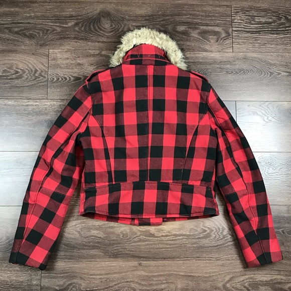 Denim & Supply Ralph Lauren Womens Vintage Full Zip Faux Fur Plaid Denim Jacket - Picture 7 of 7